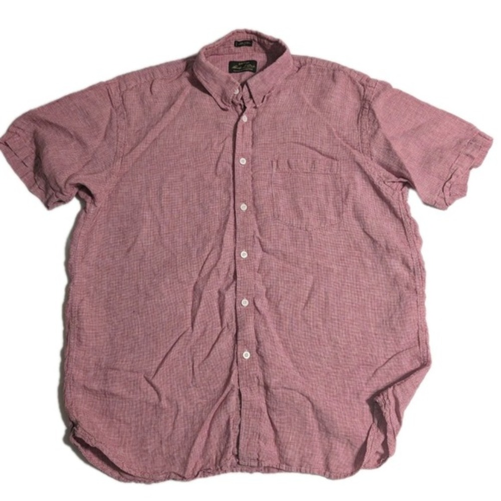 Orvis Signature Linen Shirt Men's XL Red Check Short Sleeve 100%‎ Linen Casual